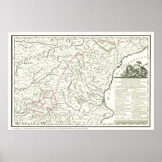 Poster Carte de la route Don Quichotte - Mapa de la Ruta (Devant)