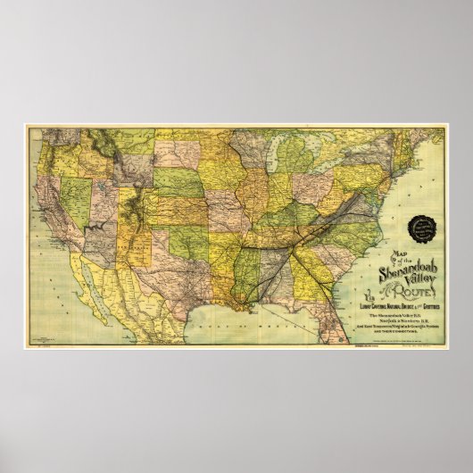 Poster Carte de la route ferroviaire de la vallée de Shen (Devant)