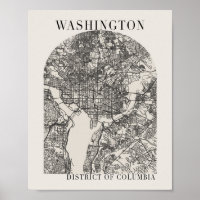Carte de la rue Beige Arch de Washington DC Boho