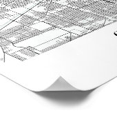 Poster Carte de la rue Blue Water de Chicago (Coin)