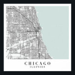 Poster Carte de la rue Blue Water de Chicago<br><div class="desc">Carte de la rue Blue Water de Chicago</div>