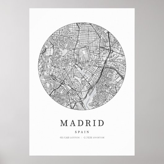 Poster Carte de la rue Madrid Espagne (Devant)