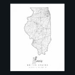 Poster Carte de la rue minimale de l'Illinois<br><div class="desc">Carte de la rue minimale de l'Illinois</div>