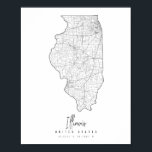Poster Carte de la rue minimale de l'Illinois<br><div class="desc">Carte de la rue minimale de l'Illinois</div>