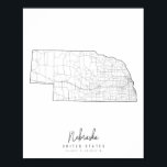 Poster Carte de la rue minimale du Nebraska<br><div class="desc">Carte de la rue minimale du Nebraska</div>