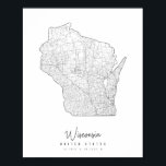 Poster Carte de la rue minimale du Wisconsin<br><div class="desc">Carte de la rue minimale du Wisconsin</div>