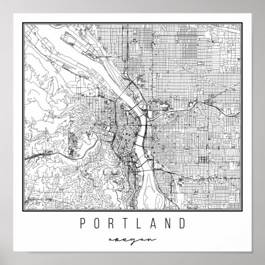 Poster Carte de la rue Portland Oregon (Devant)