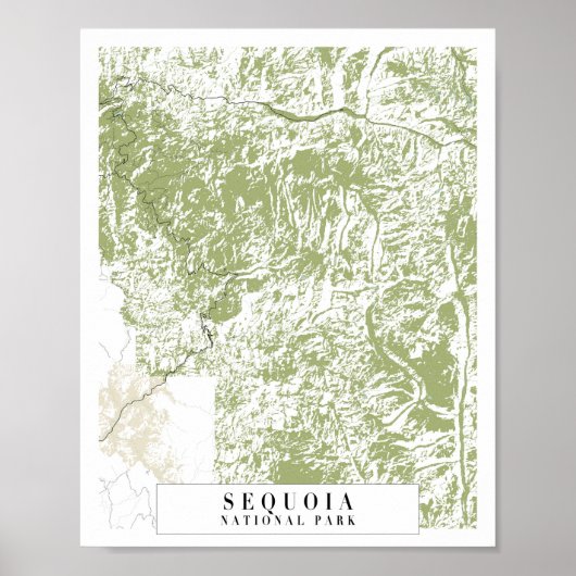 Poster Carte de la rue Rétro du Parc national de Sequoia (Devant)