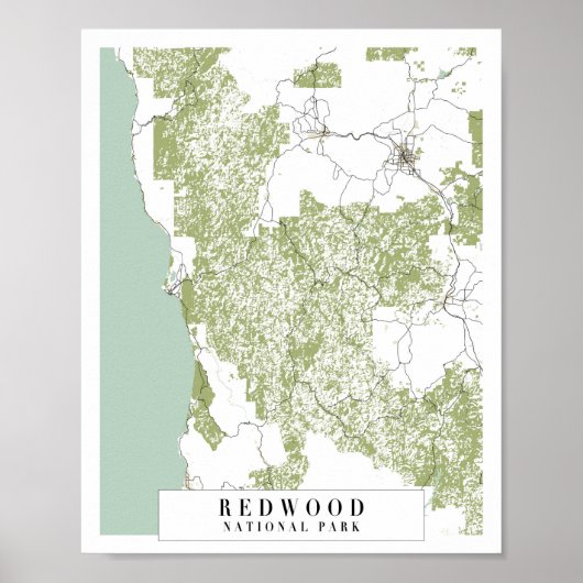 Poster Carte de la rue Retro du parc national Redwood (Devant)