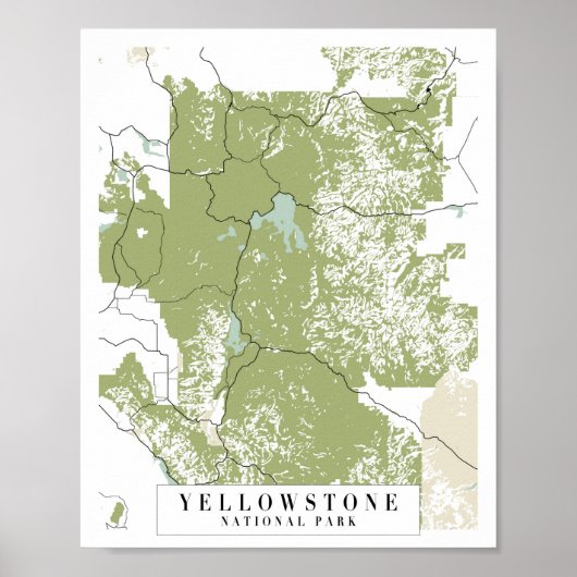 Poster Carte de la rue Rétro du parc national Yellowstone (Devant)