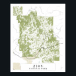 Poster Carte de la rue rétro du parc national Zion<br><div class="desc">Carte de la rue rétro du parc national Zion</div>