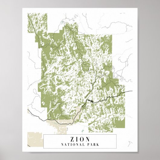 Poster Carte de la rue rétro du parc national Zion (Devant)