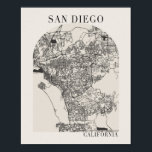 Poster Carte de la rue San Diego California Boho Arch<br><div class="desc">San Diego California Boho Minimal Arc Plein Beige Couleur Rue Carte</div>