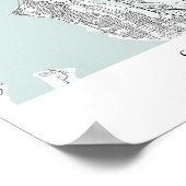 Poster Carte de la rue Seattle Washington Blue Water (Coin)