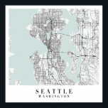 Poster Carte de la rue Seattle Washington Blue Water<br><div class="desc">Carte de la rue Seattle Washington Blue Water</div>