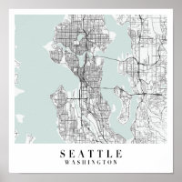 Carte de la rue Seattle Washington Blue Water