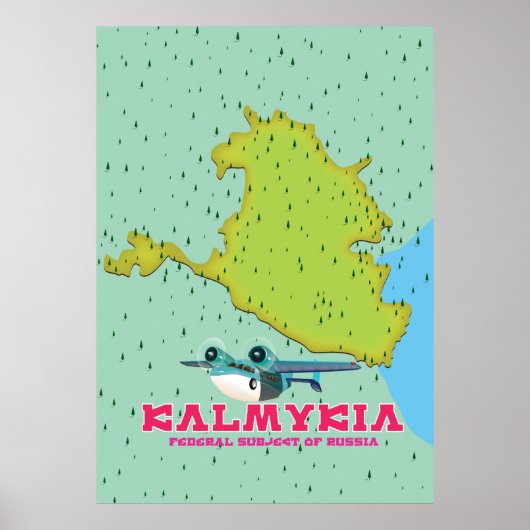 Poster Carte de la Russie de Kalmykia (Devant)