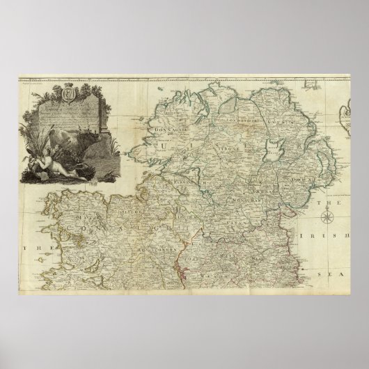 Poster Carte de la section nord du Royaume d'Irlande (Devant)