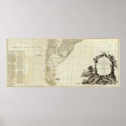 Poster Carte de la section sud de l'Amérique du Sud (Devant)