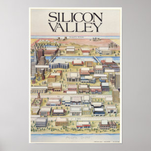 Poster Carte de la Silicon Valley (Pas de nom d'entrepris