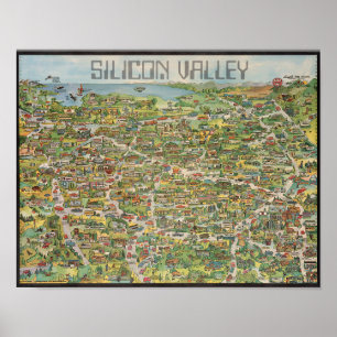 Poster Carte de la Silicone Valley