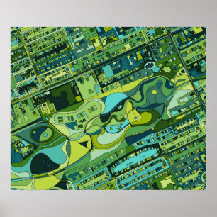 Poster Carte de la structure de la ville d'Amsterdam