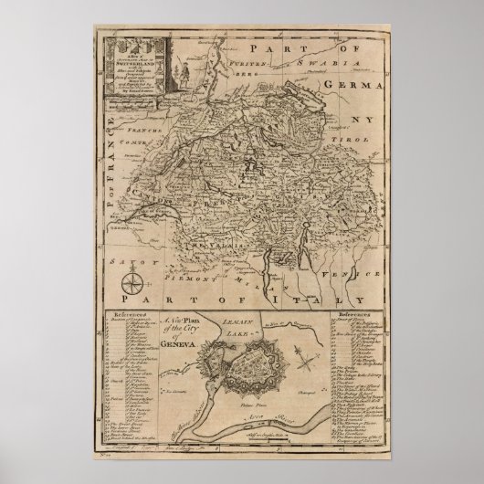 Poster Carte de la Suisse (Devant)