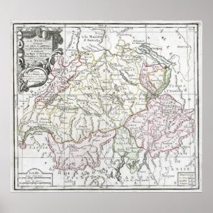 Poster Carte de La Suisse 1764