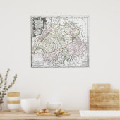 Poster Carte de La Suisse 1764 (Cuisine)
