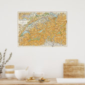 Poster Carte de la Suisse Publié en 1913 Baedeker (Cuisine)