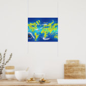 Poster Carte de la Terre inondée (Cuisine)