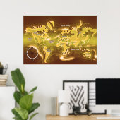 Poster Carte de la Terre inondée (Bureau à domicile)