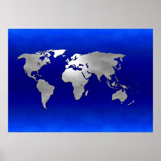 Poster Carte de la Terre métallique (Devant)