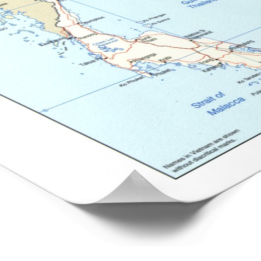 Poster Carte de la Thaïlande (Coin)