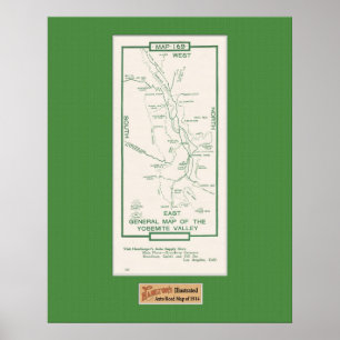 Poster Carte de la vallée de Yosemite en 1914