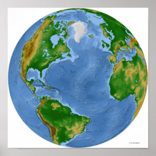 Poster Carte de la végétation de l'Atlantique Nord