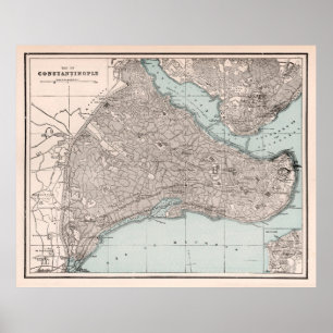 Poster Carte de la vieille ville de Constantinople (1893)