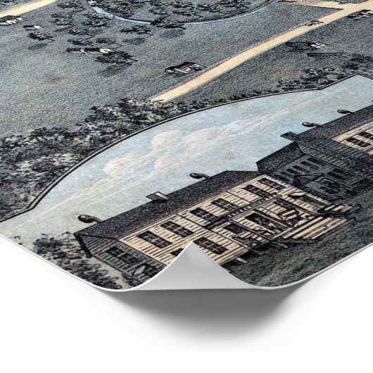 Poster Carte de la ville aérienne antique d'Austin, Texas (Coin)