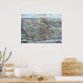 Poster Carte de la ville aérienne antique d'Austin, Texas (Cuisine)