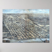 Poster Carte de la ville aérienne antique d'Austin, Texas (Devant)