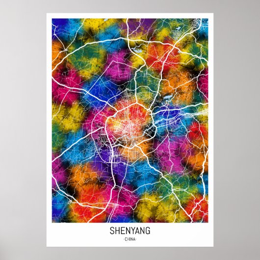 Poster Carte de la ville chinoise de Shenyang (Devant)
