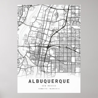 Poster Carte de la ville d'Albuquerque