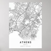 Poster Carte de la ville d'Athènes (Devant)