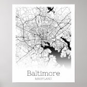Poster Carte de la ville de Baltimore (Devant)