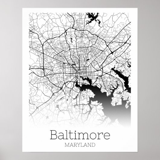 Poster Carte de la ville de Baltimore (Devant)