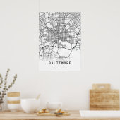 Poster Carte de la ville de Baltimore (Cuisine)