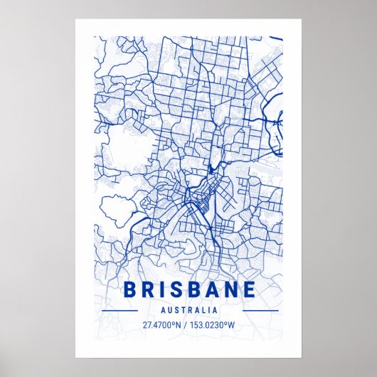 Poster Carte de la ville de Brisbane Tint bleu (Devant)