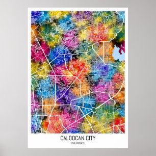 Poster Carte de la ville de Caloocan Philippines