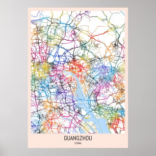 Poster Carte de la ville de Canton