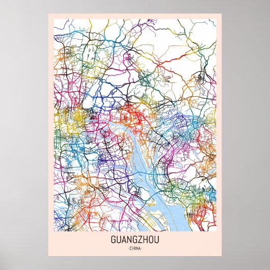Poster Carte de la ville de Canton (Devant)